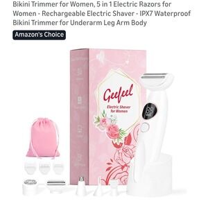 Electric Bikini Trimmer for Women 5in 1 Rechargeable IPX7 Waterproof Body Shaver